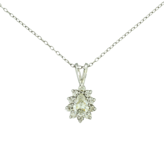 Estate Collection Estate Pear  Diamond with Halo Pendant