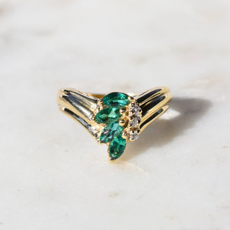 Estate Collection Estate Green Marquise and Diamond Ring