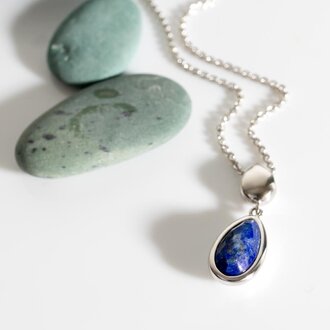 Kit Heath Coast Pebble Azure Gemstone Duo Droplet Necklace