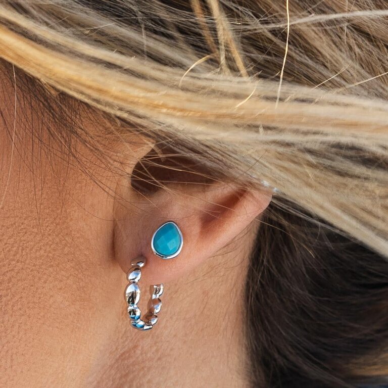 Kit Heath Coast Pebble Ridge Midi Hoop Stud Earrings