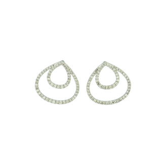 Expressions Jewelers Platinum & Diamond Double Teardrop Earrings