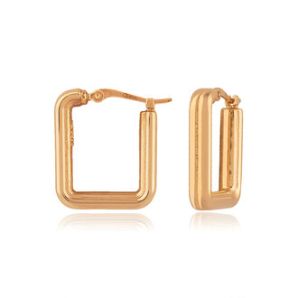 Carla Square Ribbed Hoops