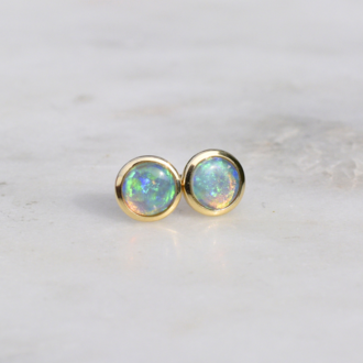 Expressions Jewelers Ethiopian Opal Bezel Stud Earrings