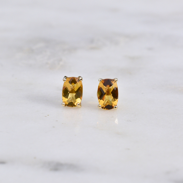Expressions Jewelers Mini Cusion Citrine Stud Earrings