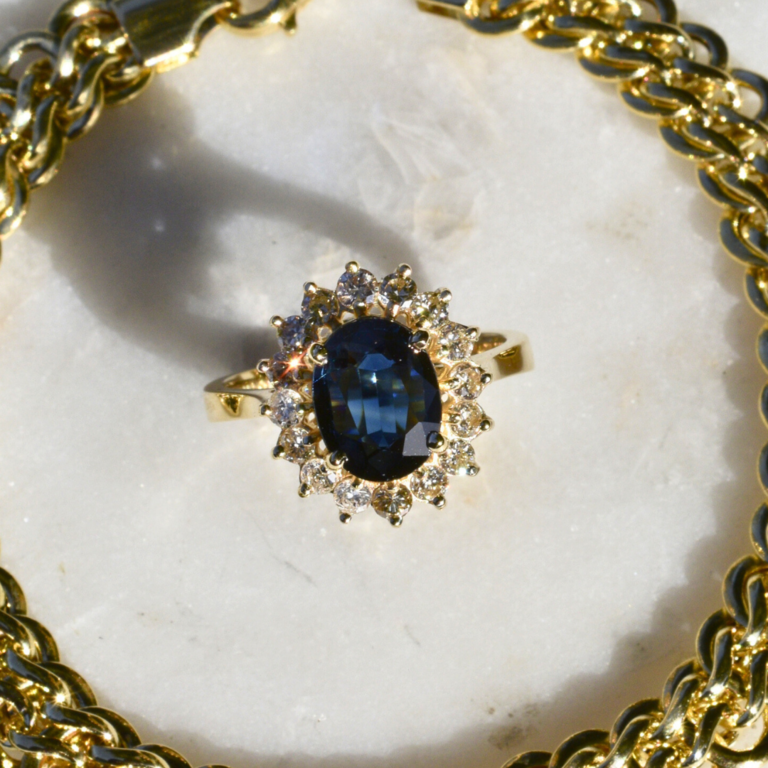 Estate Collection Estate Sapphire and Diamond Halo Ring