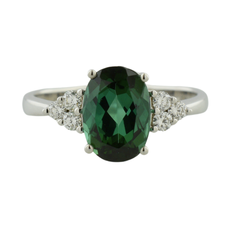 Expressions Jewelers Green Tourmaline Ring with Diamonds