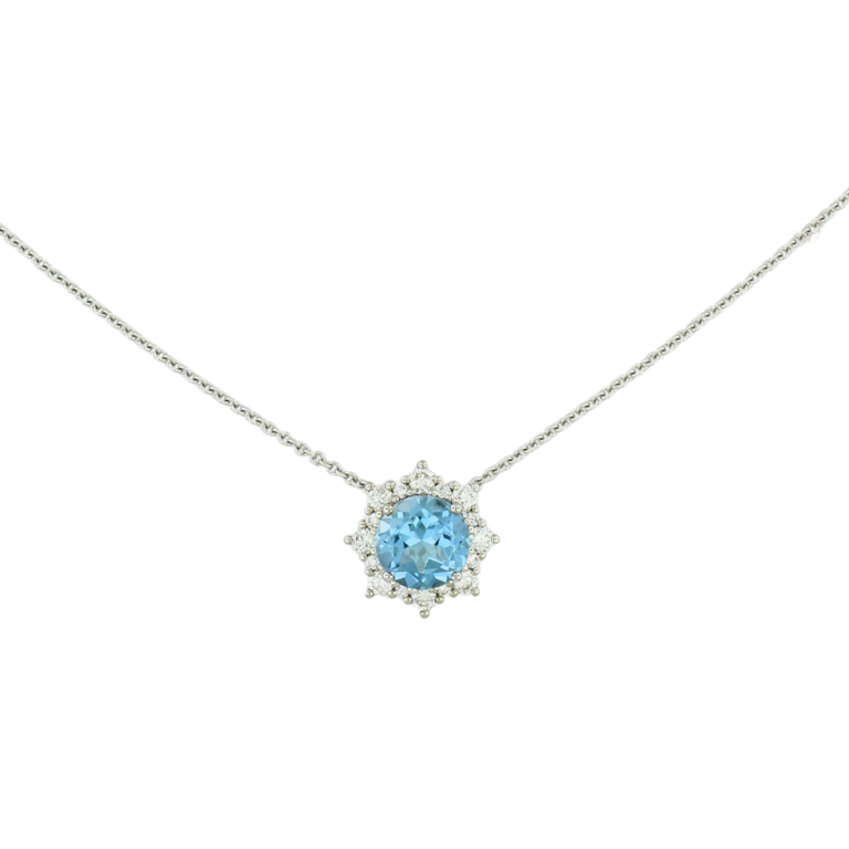 Expressions Jewelers Blue Topaz and Diamond Necklace