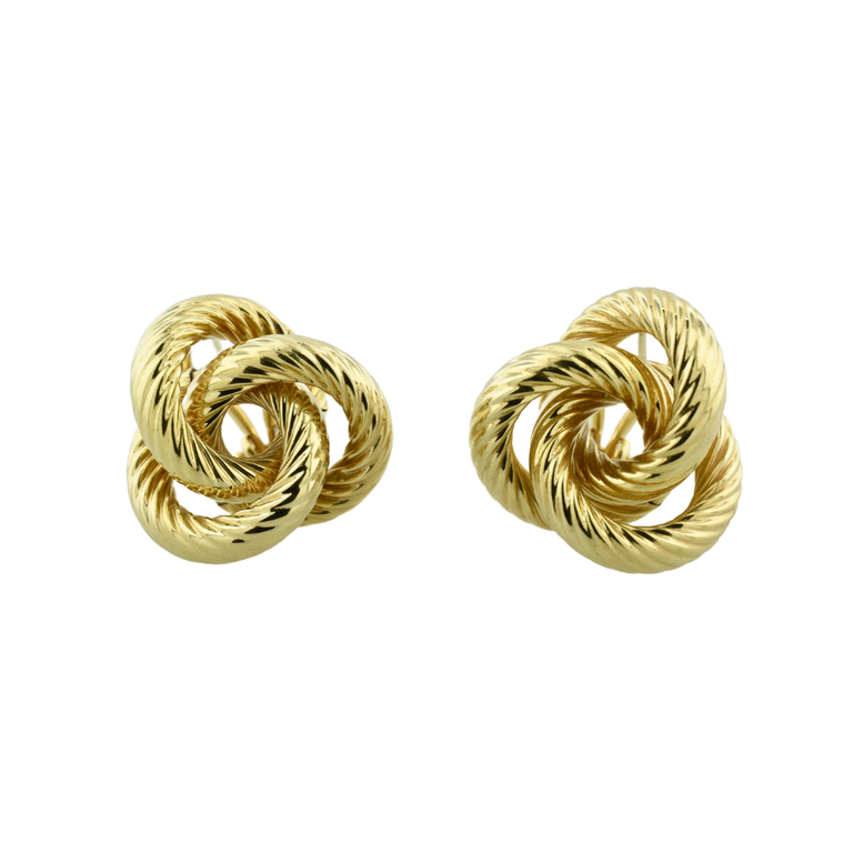 Estate Collection Estate 14K Yellow Gold Textured Knot Omega Back Earrings