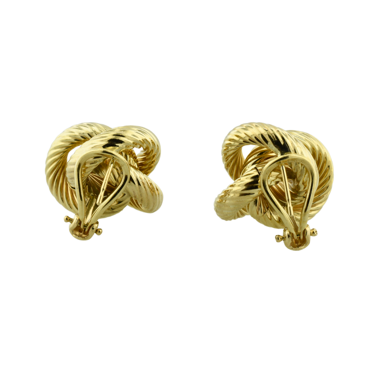 Estate Collection Estate 14K Yellow Gold Textured Knot Omega Back Earrings