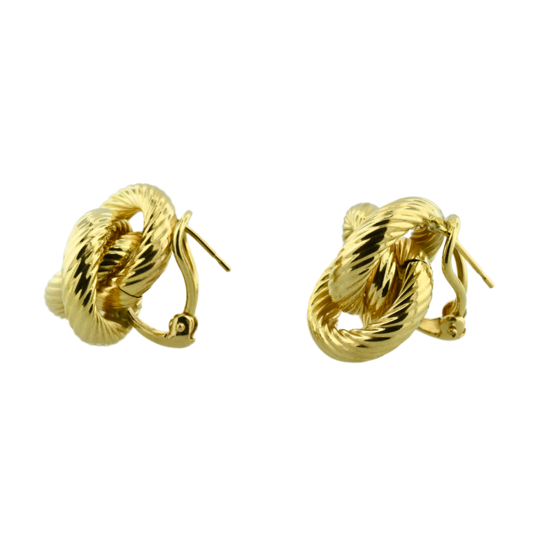 Estate Collection Estate 14K Yellow Gold Textured Knot Omega Back Earrings