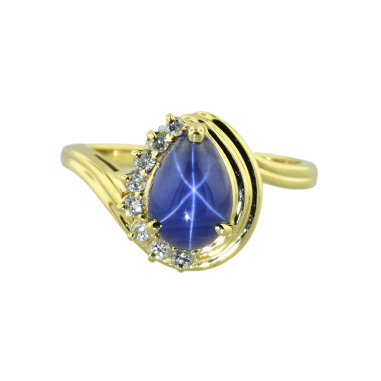 Estate Collection Estate 14K Blue Star Stone and Diamond Ring