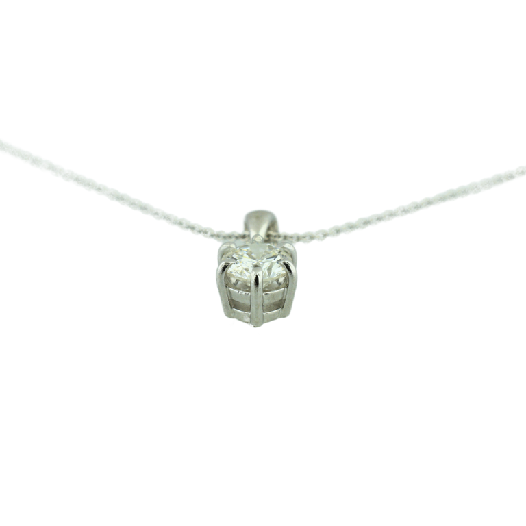 Expressions Jewelers 14K White Gold Diamond Solitaire Pendant Necklace