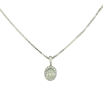 Estate Collection Estate Oval Diamond Halo Necklace