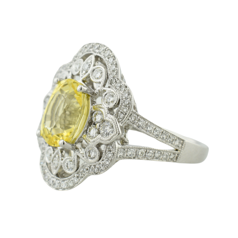 Expressions Jewelers Oval Yellow Sapphire & Diamond Ring