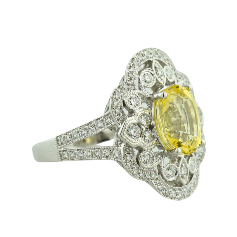 Expressions Jewelers Oval Yellow Sapphire & Diamond Ring