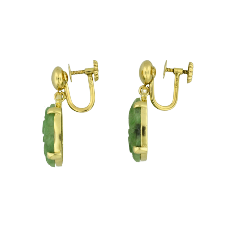 Estate Collection Estate 14K Carved Screw-On Earrings