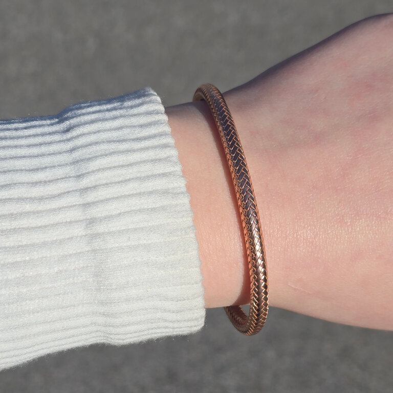 Expressions Jewelers Silver Woven Mesh Bracelet with Rose Gold Finish