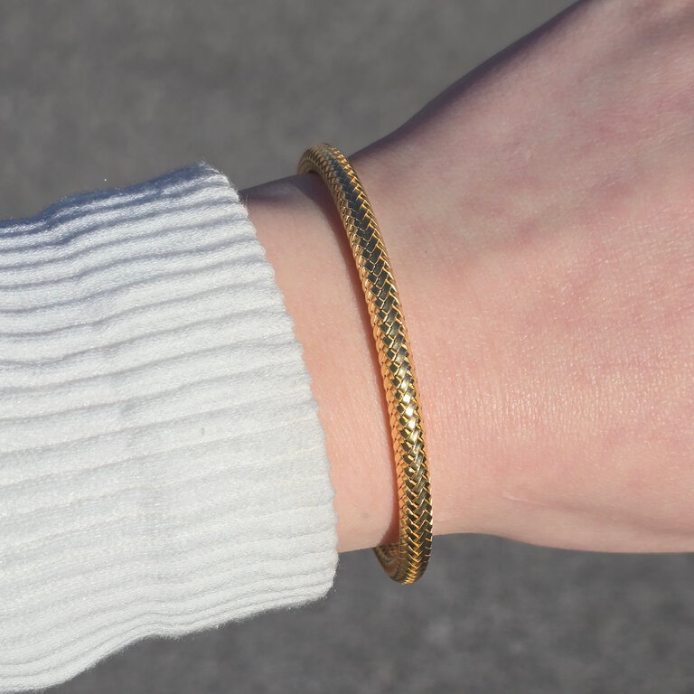 Expressions Jewelers Silver Woven Mesh Bracelet with Yellow Gold Finish