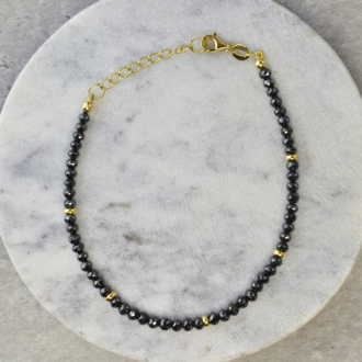Expressions Jewelers Black Diamond and 18K Gold Bead Bracelet