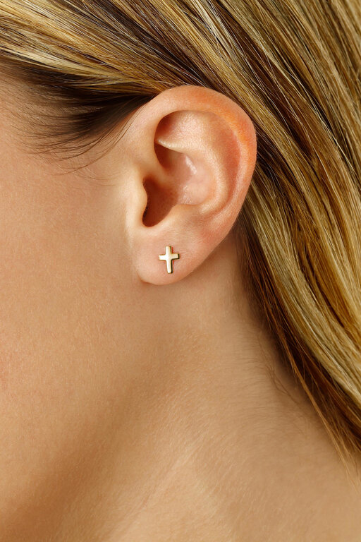 Carla 14K Plain Cross Stud Earrings
