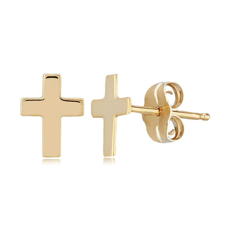 Carla 14K Plain Cross Stud Earrings