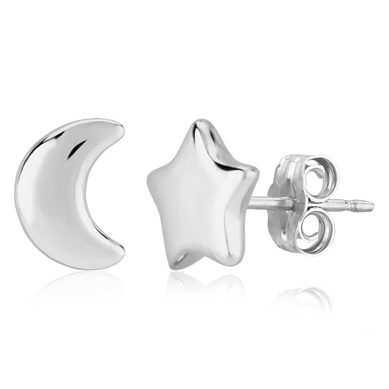 Carla Sterling Silver Star and Moon Studs