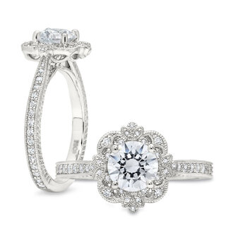 Expressions Jewelers 14KW dia Eng Rg for 3/4 rbc center, 0.31cttw