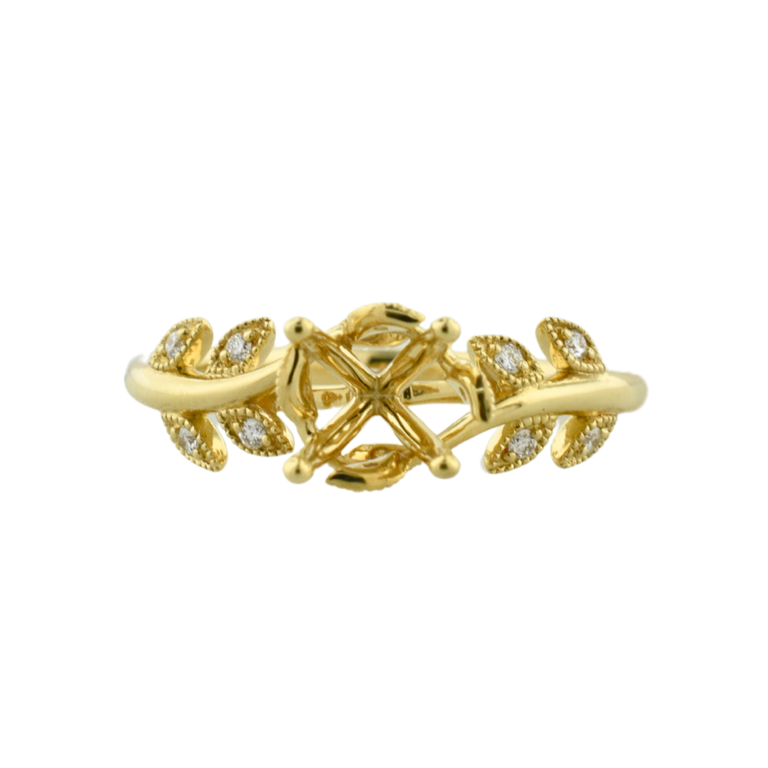 Expressions Jewelers 18K Leaf-Inspired Semi-Mount Ring