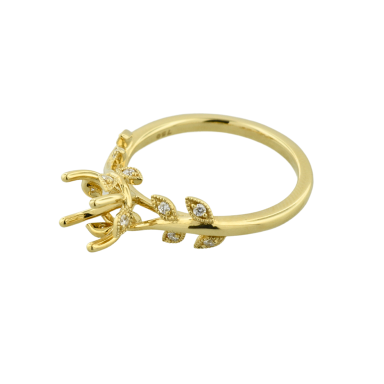 Expressions Jewelers 18K Leaf-Inspired Semi-Mount Ring