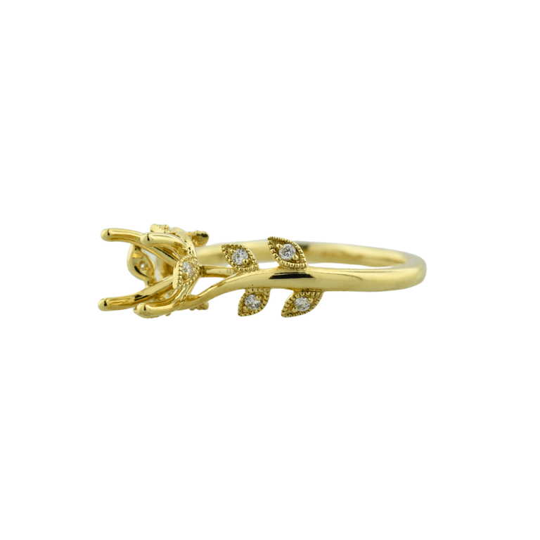 Expressions Jewelers 18K Leaf-Inspired Semi-Mount Ring