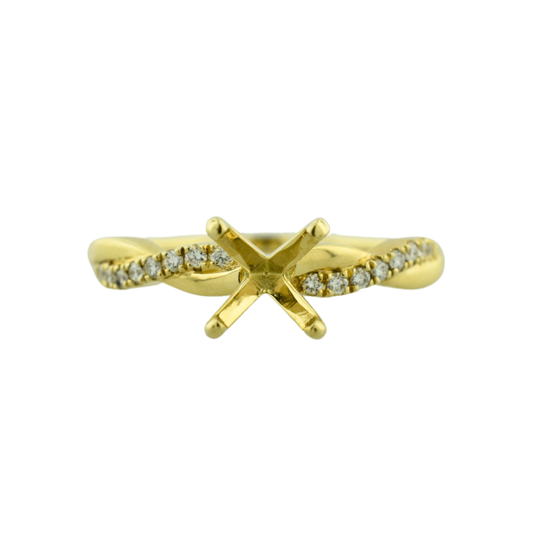 Expressions Jewelers 18K Twisted Diamond Semi-Set Engagement Ring