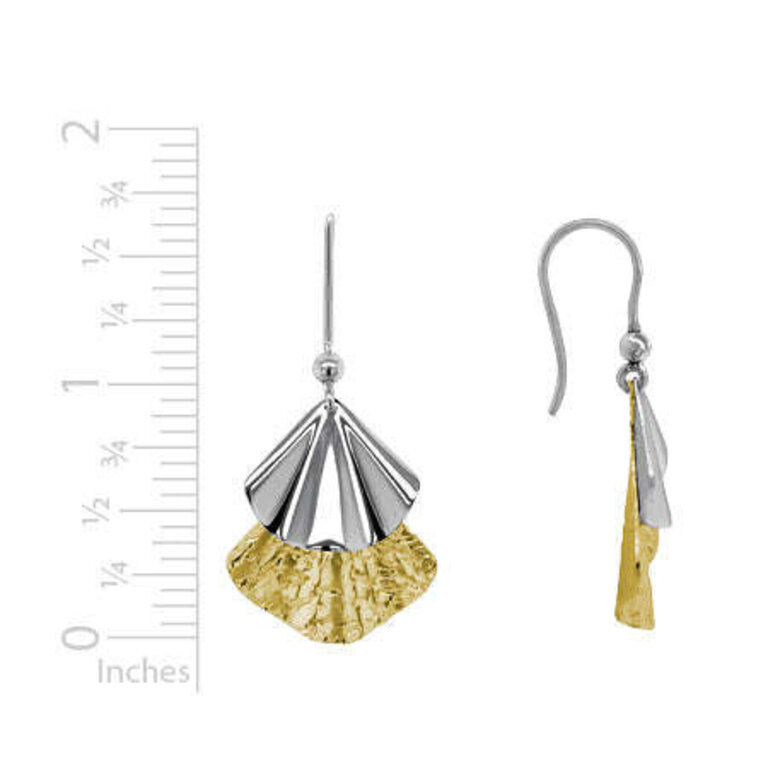 Expressions Jewelers Fan Drop Earring w ith Rhodium and Gold Plate