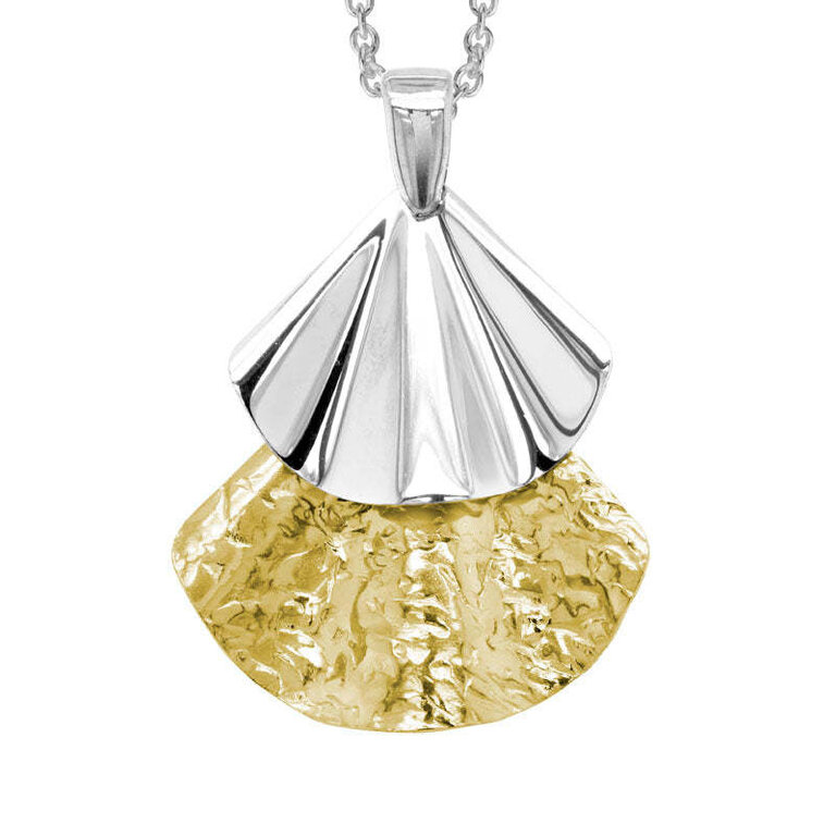 Expressions Jewelers Fan Necklace with Rhodium and Gold Plate