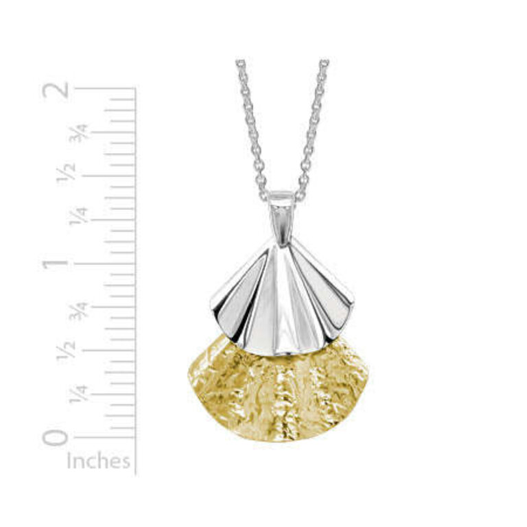 Expressions Jewelers Fan Necklace with Rhodium and Gold Plate