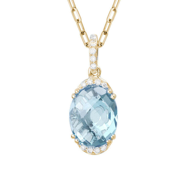 Artistry 14K Aquamarine and Diamond Necklace