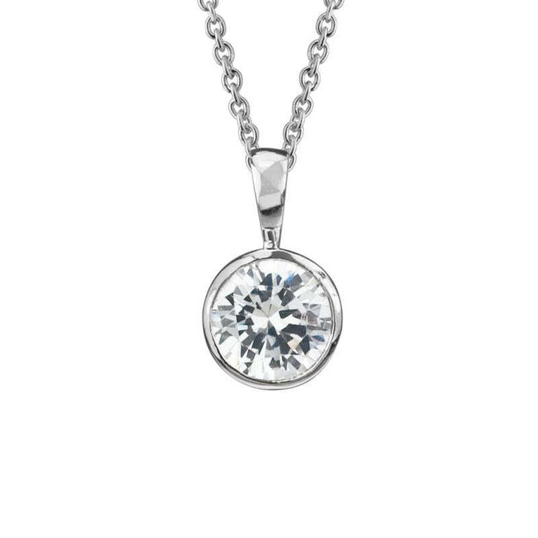 Expressions Jewelers Sterling CZ Bezel Necklace 16-18"