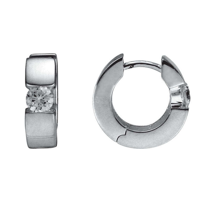 Expressions Jewelers Sterling CZ Huggie Earrings