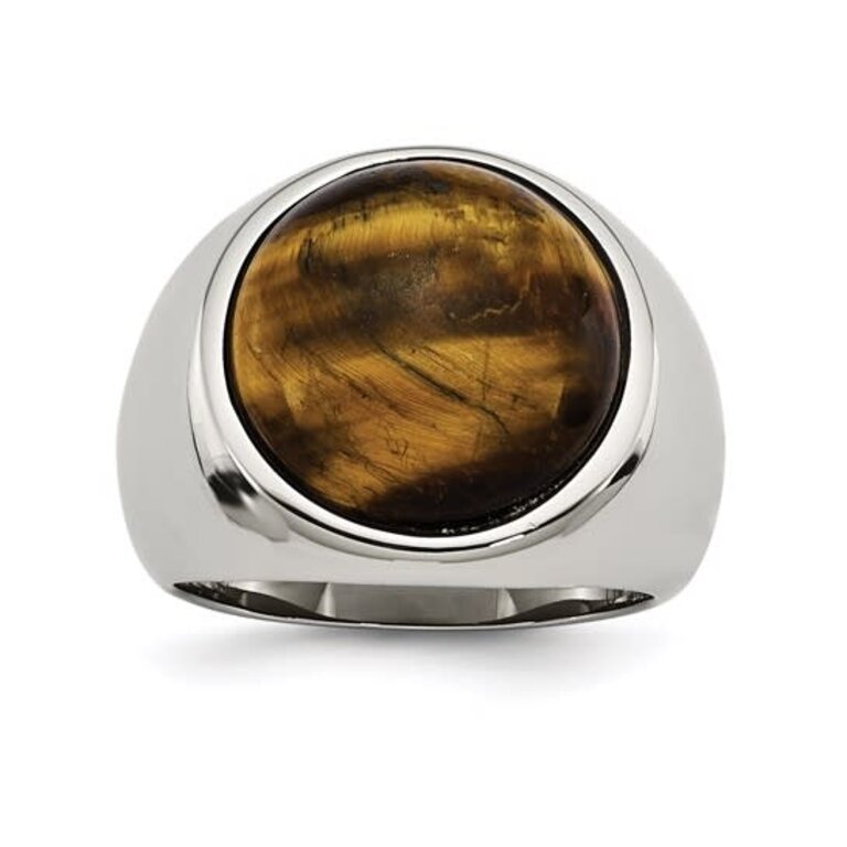 Quality Gold Stainless Steel Polished Tiger's Eye Ring