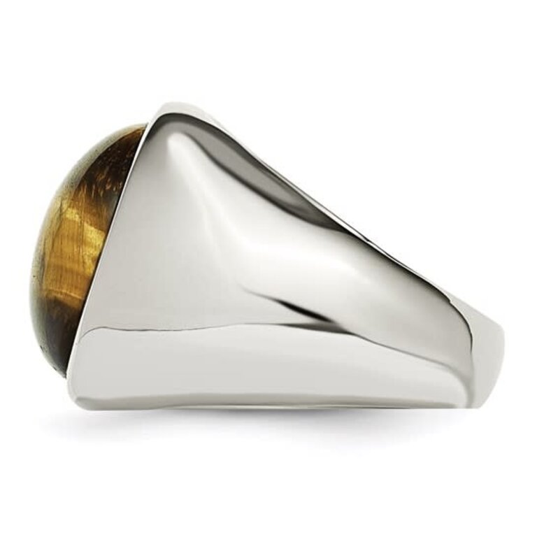 Quality Gold Stainless Steel Polished Tiger's Eye Ring
