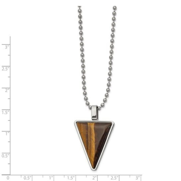 Expressions Jewelers Stainless Steel Tiger's Eye Necklace