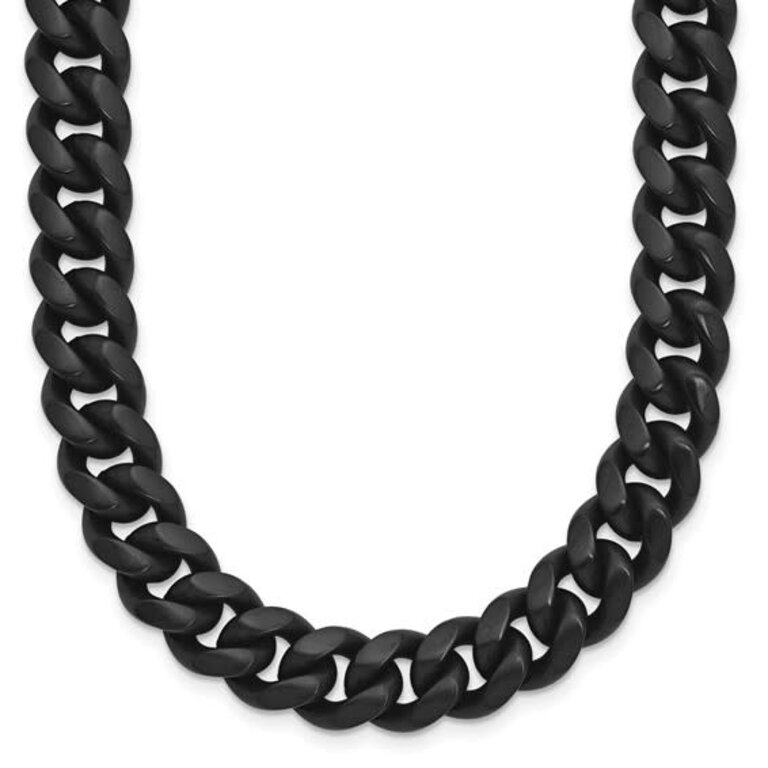 Quality Gold Stainless Steel 10mm Brushed Black IP-Plated Curb Chain