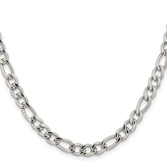 Expressions Jewelers Stainless Steel Polished 5.3mm 24 inch Figaro Chain