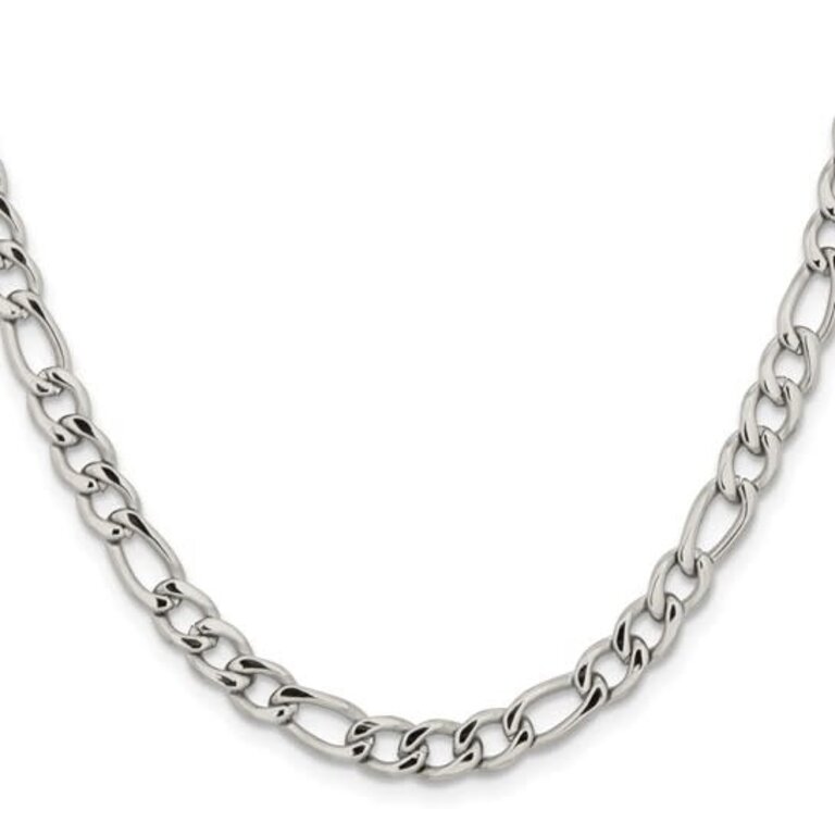 Expressions Jewelers Stainless Steel Polished 5.3mm 24 inch Figaro Chain