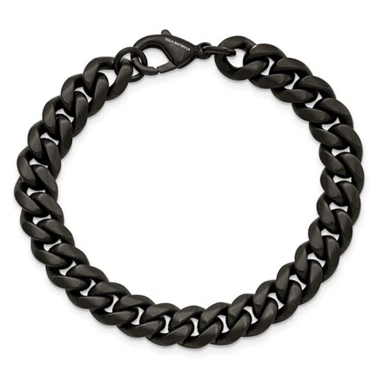 Quality Gold Stainless Steel Brushed Black Curb Bracelet