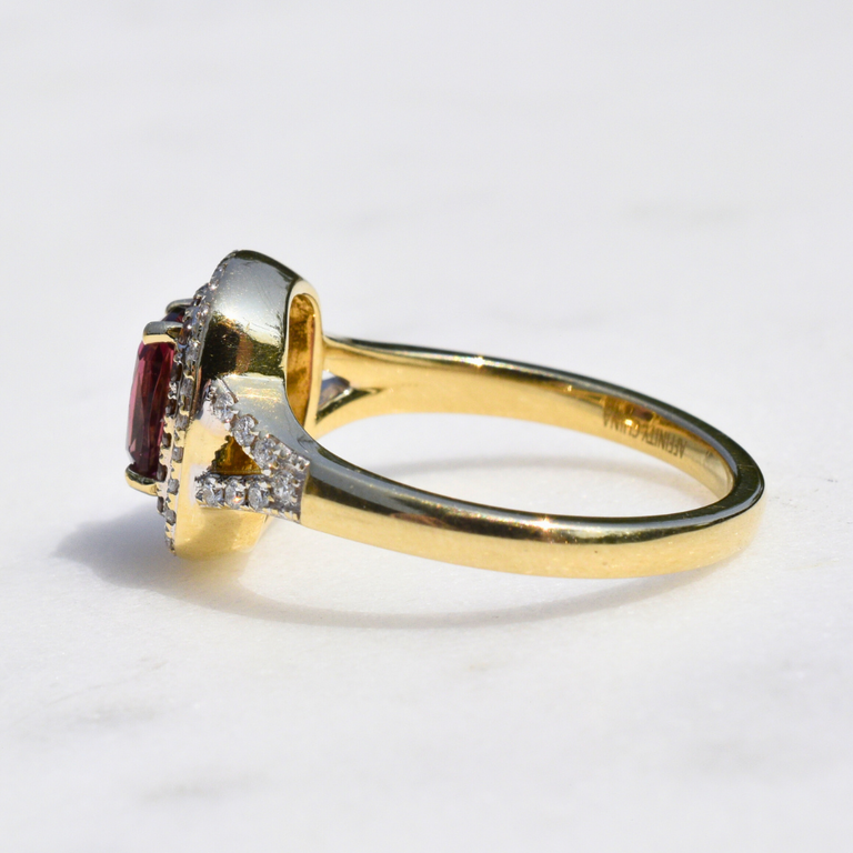 Estate Collection Estate Tourmaline Ring with Diamond Halo