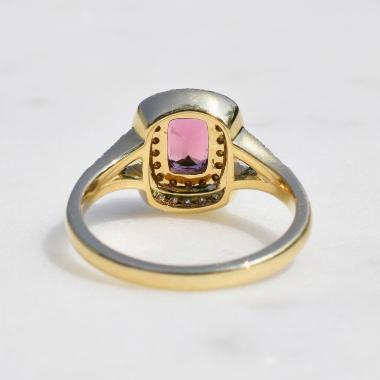 Estate Collection Estate Tourmaline Ring with Diamond Halo