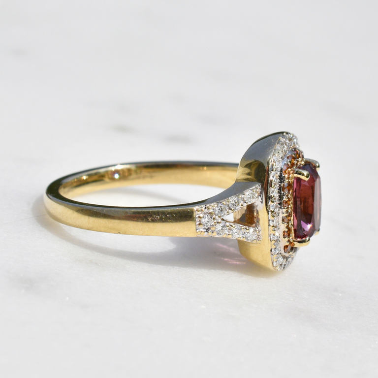 Estate Collection Estate Tourmaline Ring with Diamond Halo