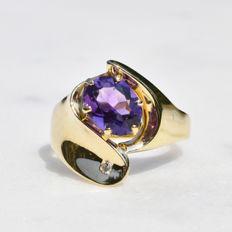 Estate Collection Estate Amethyst & Diamond Bypass Ring