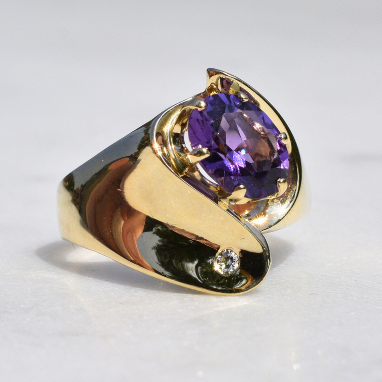 Estate Collection Estate Amethyst & Diamond Bypass Ring