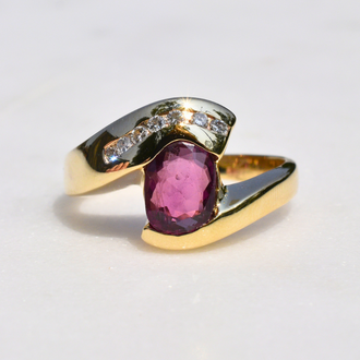 Estate Collection Estate Sapphire & Diamond Bypass Ring